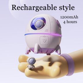 220ML Rechargeable Space Capsule Air Humidifier USB Ultrasonic Cool Mist Aromatherapy Water Diffuser With Led Light Astronaut (Color: Purple, Type: Rechargeable type)