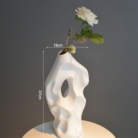 Creative Floor Vase Tall Ceramic Vase Black And White Nordic Simple Spiral Vase Living Room Desktop Ceramic Ornaments Home Decor (Color: Upgrade white, Ships From: China)