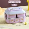 Portable Cute Lunch Box School Kids Plastic Picnic Bento Box Microwave Food Box With Spoon Fork Compartments Storage Containers