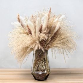 109pcs Natural Dried Pampa Grass Bouquet Large Phragmites Dried Flower Boho Home Decor Bouquet Room Holiday Wedding Party Decor (Color: 62pcs, Ships From: China)