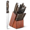 15 Pieces Stainless Steel Knife Block Set with Ergonomic Handle