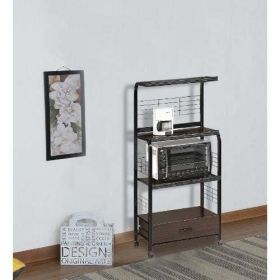 Kitchen storage rack with shelves and casters (Color: Black)