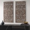 Botanical Panel Distressed Carved Wood 2-piece Wall Decor Set