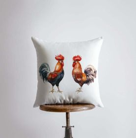 Watercolor Roosters | Gifts | Brid Prints | Bird Decor |Accent Pillow Covers | Throw Pillow Covers | Pillow | Room Decor | Bedroom Decor (Dimensions: 16x16, Cover & Insert: Cover only)