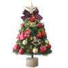 1.5FT Small Christmas Tree with 10FT Lights Table Top Mini Christmas Tree Artificial Flocked Xmas Decorations for Living Room Bedroom Office Shop