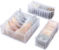 3 Packs Underwear Organizer;  Washable Underwear Storage Box Socks Drawer Organizer Divider;  Foldable Wardrobe Clothes Organizer for Bras;  Underwear