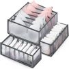 3 Packs Underwear Organizer;  Washable Underwear Storage Box Socks Drawer Organizer Divider;  Foldable Wardrobe Clothes Organizer for Bras;  Underwear