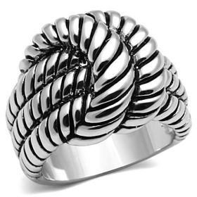 3W061 - Rhodium Brass Ring with No Stone (size: 5)