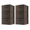 Sterilite 3 Drawer Weave Tower Plastic, Espresso, Set of 2