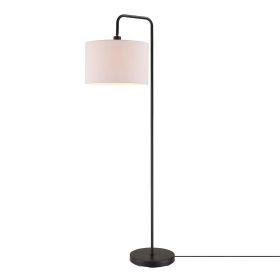 Barden 58" Matte Black Floor Lamp with White Linen Shade, 67065 (Color: White)