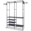 Metal Garment Rack Shoe Clothing Organizer Shelves Freestanding Multifunctional Clothes Wardrobe