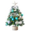 1.5FT Small Christmas Tree with 10FT Lights Table Top Mini Christmas Tree Artificial Flocked Xmas Decorations for Living Room Bedroom Office Shop