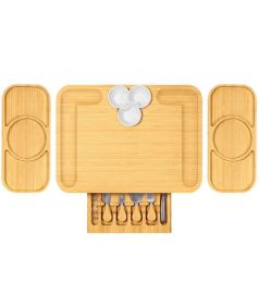 Kitchen Natural Bamboo Cutting Board Bamboo Cheese Board Set (Color: Natural, size: 17.5")