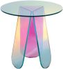 Acrylic Rainbow Color Coffee Table, Iridescent Glass End Table Round Side Table Modern Accent TV Table for Living Bed Room Decoration XH shipment from