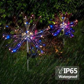 2Pack 150LED Garden Firework Lights 50 Copper Wires String Landscape Lamp (Color: Colorful, Type: 105LED)