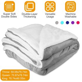 Fleece Queen Blanket Warm Soft Flannel Bed Cover Cuddly Cozy Sofa Travel Car Blanket Queen Size (Color: Grey, size: Queen)