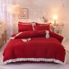 Princess Style Girl Brushed Multicolor 4-piece Set Quilt Cover Sheet Pillowcase Spring Autumn Winter Solid Fleece Thick Bedskirt