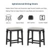 Farmhouse 3-piece 45" Stationary Rubber Wood Kitchen Island Set with 2 Seatings, Butcher Block Dining Table Set Prep Table Set with 2 Shelves and 3 Dr