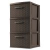 Sterilite 3 Drawer Weave Tower Plastic, Espresso, Set of 2