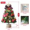 1.5FT Small Christmas Tree with 10FT Lights Table Top Mini Christmas Tree Artificial Flocked Xmas Decorations for Living Room Bedroom Office Shop