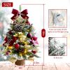 1.5FT Small Christmas Tree with 10FT Lights Table Top Mini Christmas Tree Artificial Flocked Xmas Decorations for Living Room Bedroom Office Shop