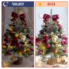 1.5FT Small Christmas Tree with 10FT Lights Table Top Mini Christmas Tree Artificial Flocked Xmas Decorations for Living Room Bedroom Office Shop