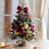 1.5FT Small Christmas Tree with 10FT Lights Table Top Mini Christmas Tree Artificial Flocked Xmas Decorations for Living Room Bedroom Office Shop