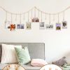 Home Decoration Photo Display Belt, Wooden Bead Chain, Photo Storage Hemp Rope String Beads Clip