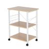 Baker's Rack 3-Tier Kitchen Utility Microwave Oven Stand Storage Cart Workstation Shelf(Vintage Board Top Black Metal Frame) RT