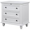 U_STYLE 3-Drawer Storage Wood Cabinet; End Table with Pull out Tray