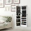 Wall and Door Mounted Mirrored Jewelry Cabinet with Lights