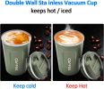 12 oz Stainless Steel Vacuum Insulated Tumbler - Coffee Travel Mug Spill Proof with Lid - Thermos Cup for Keep Hot/Ice Coffee; Tea and Beer