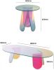 Acrylic Rainbow Color Coffee Table, Iridescent Glass End Table Round Side Table Modern Accent TV Table for Living Bed Room Decoration XH shipment from