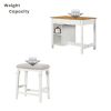 Farmhouse 3-piece 45" Stationary Rubber Wood Kitchen Island Set with 2 Seatings, Butcher Block Dining Table Set Prep Table Set with 2 Shelves and 3 Dr