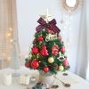 1.5FT Small Christmas Tree with 10FT Lights Table Top Mini Christmas Tree Artificial Flocked Xmas Decorations for Living Room Bedroom Office Shop