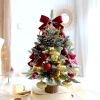 1.5FT Small Christmas Tree with 10FT Lights Table Top Mini Christmas Tree Artificial Flocked Xmas Decorations for Living Room Bedroom Office Shop