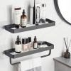 Bathroom Shelves Wall Mounted Glass Shelves for Bathroom Floating Shelf with Towel Holder Glass Shower Shelf 2 Tier Bathroom Wall Organizer