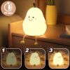 LED Pear Fruit Night Light Cute Rechargeable Dimming Touch Silicone 7 Color Table Lamp Bedroom Bedside Decor Gift Kid Boby Light