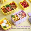 Portable Cute Lunch Box School Kids Plastic Picnic Bento Box Microwave Food Box With Spoon Fork Compartments Storage Containers