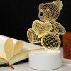 3D Cartoon Night Light Led Night Lamp Table Bedside Lamp Romantic Heart Shape Bear Light Valentines Day Party Decoration