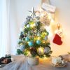 1.5FT Small Christmas Tree with 10FT Lights Table Top Mini Christmas Tree Artificial Flocked Xmas Decorations for Living Room Bedroom Office Shop