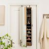 Wall and Door Mounted Mirrored Jewelry Cabinet with Lights