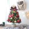 1.5FT Small Christmas Tree with 10FT Lights Table Top Mini Christmas Tree Artificial Flocked Xmas Decorations for Living Room Bedroom Office Shop