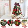 1.5FT Small Christmas Tree with 10FT Lights Table Top Mini Christmas Tree Artificial Flocked Xmas Decorations for Living Room Bedroom Office Shop