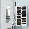 Wall and Door Mounted Mirrored Jewelry Cabinet with Lights