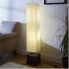 White Rice Paper Floor Lamp with Dark Wood Base