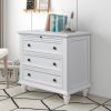 U_STYLE 3-Drawer Storage Wood Cabinet; End Table with Pull out Tray