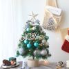 1.5FT Small Christmas Tree with 10FT Lights Table Top Mini Christmas Tree Artificial Flocked Xmas Decorations for Living Room Bedroom Office Shop