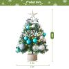 1.5FT Small Christmas Tree with 10FT Lights Table Top Mini Christmas Tree Artificial Flocked Xmas Decorations for Living Room Bedroom Office Shop