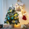 1.5FT Small Christmas Tree with 10FT Lights Table Top Mini Christmas Tree Artificial Flocked Xmas Decorations for Living Room Bedroom Office Shop